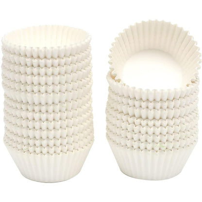 qiqee 300 Count Jumbo Cupcake Liners White Muffin Liners Food Grade Baking Cups Paper No Smells（Large Size）