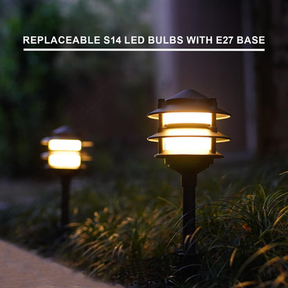 GOODSMANN Landscape Lighting 4PK Pathway Lights Low Voltage 2.2 Watt LED Replaceable Bulbs 12V AC Landscape Lights 30 Lumen Warm White with Metal Stakes