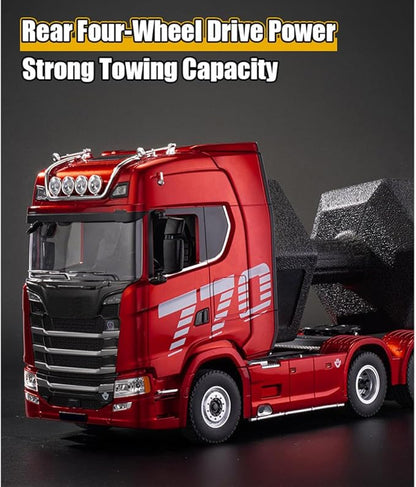 1/18 Scale Remote Control Semi Trailer 770S Heavy Duty RC Tractor Truck with Rear Wheel Drive RC Simulation Engineering Vehicle Model for Adults
