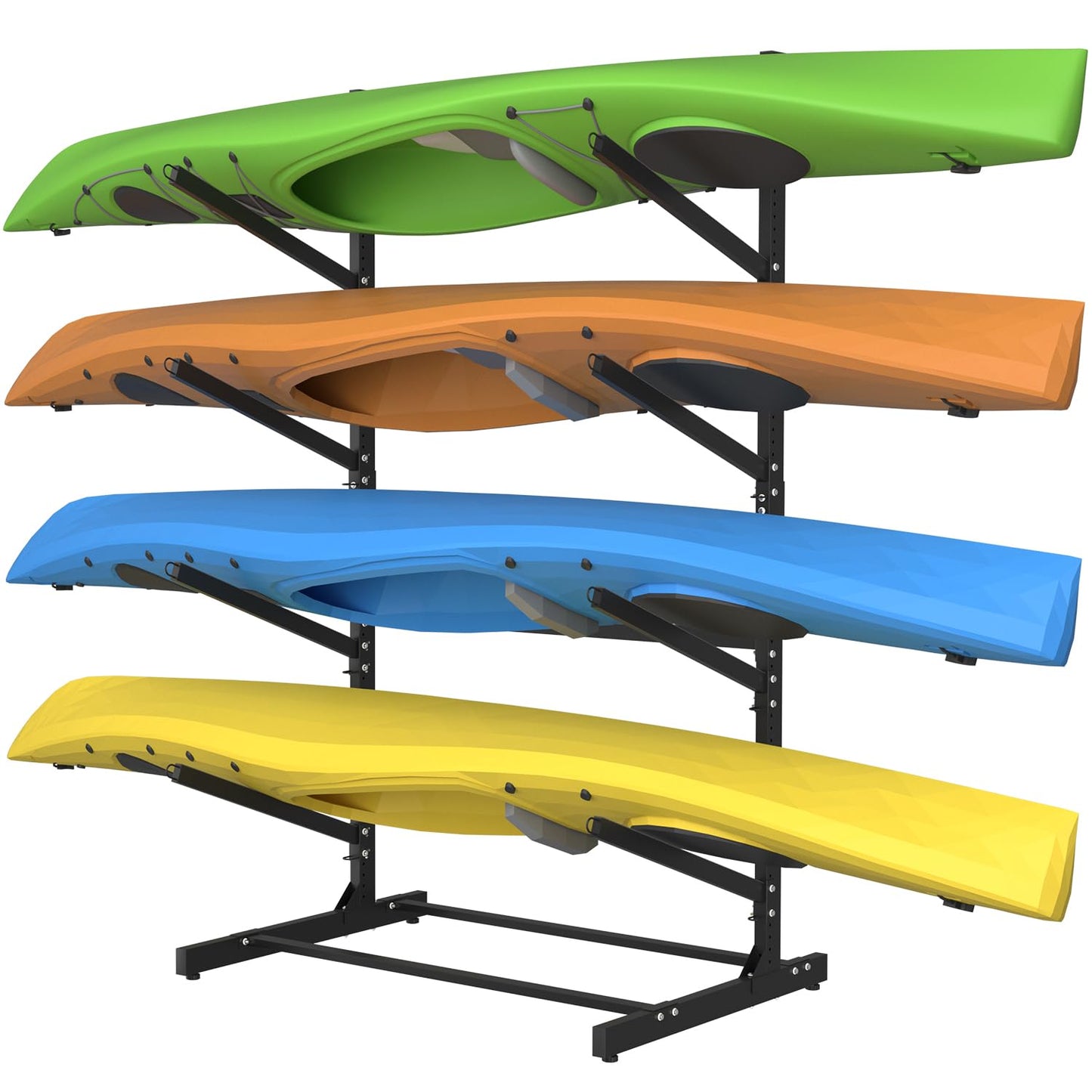 TPHUC Adjustable Kayak Storage Rack, Freestanding Sup Storage Stand, Weatherproof Canoe Holder, Heavy Duty Paddleboard Bracket, Surfboard Bracket for Indoor, Outdoor, Garage, Shed, Dock (4 Levels)