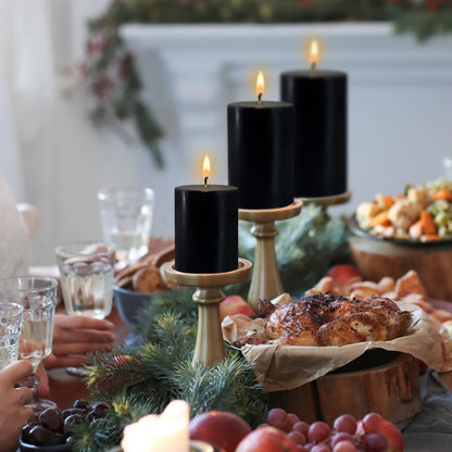 Black Pillar Candles Set of 3 - Dripless Unscented - 3x4, 3x6 & 3x8 inches Decorative Candles for Home Decor & Table Centerpieces
