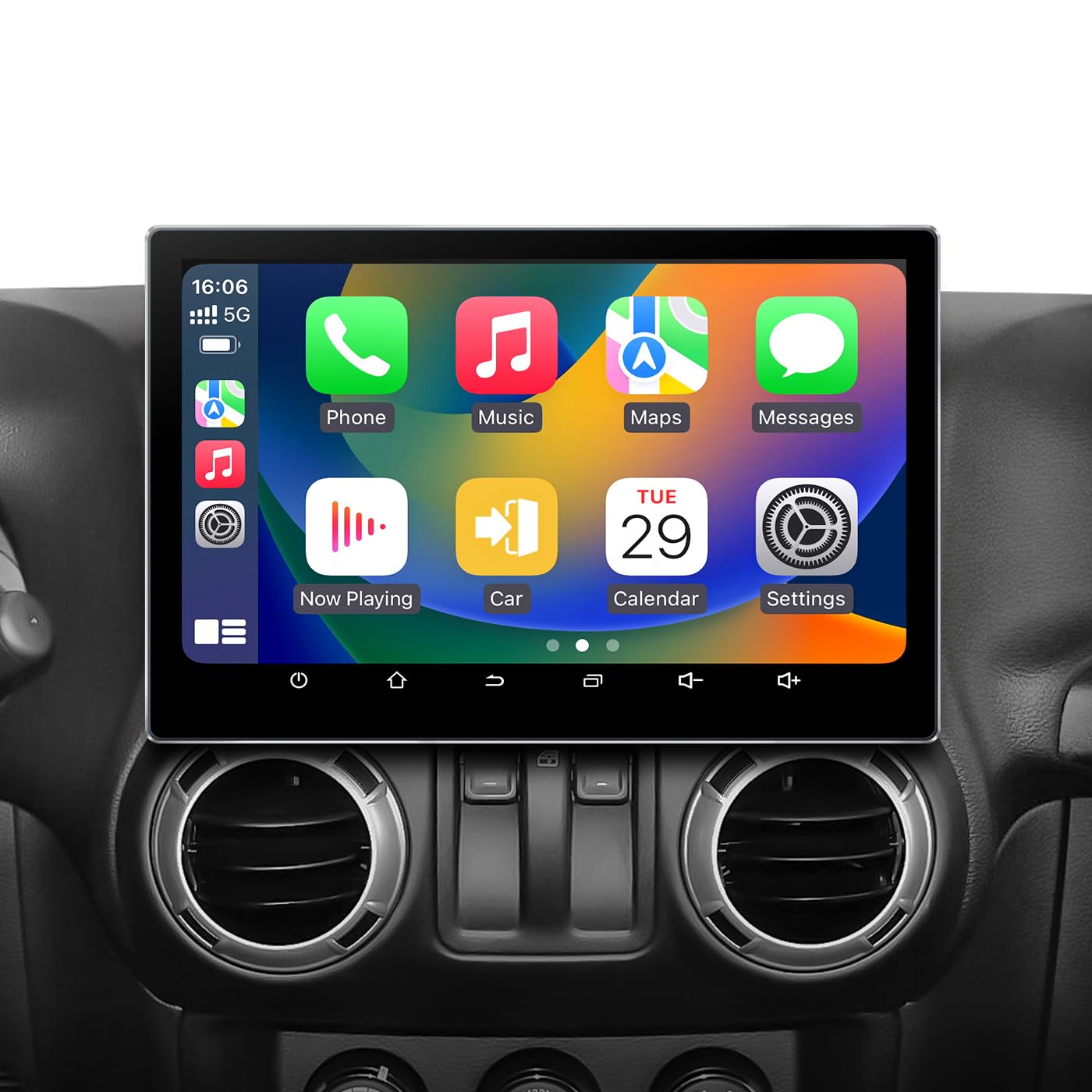 11.5 Inch 64G Car Radio Stereo Upgrade for Jeep Wrangler JK Compass Grand Cherokee Dodge Ram 2009-2012 with Wireless CarPlay/Android Auto/Android 13/Touch Screen/GPS Navigation/HD Backup Camera