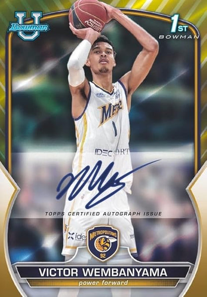 2022 2023 Topps Bowman University Chrome Basketball Series Unopened Factory Sealed Blaster Box with Possible Victor Wembanyama Autographs