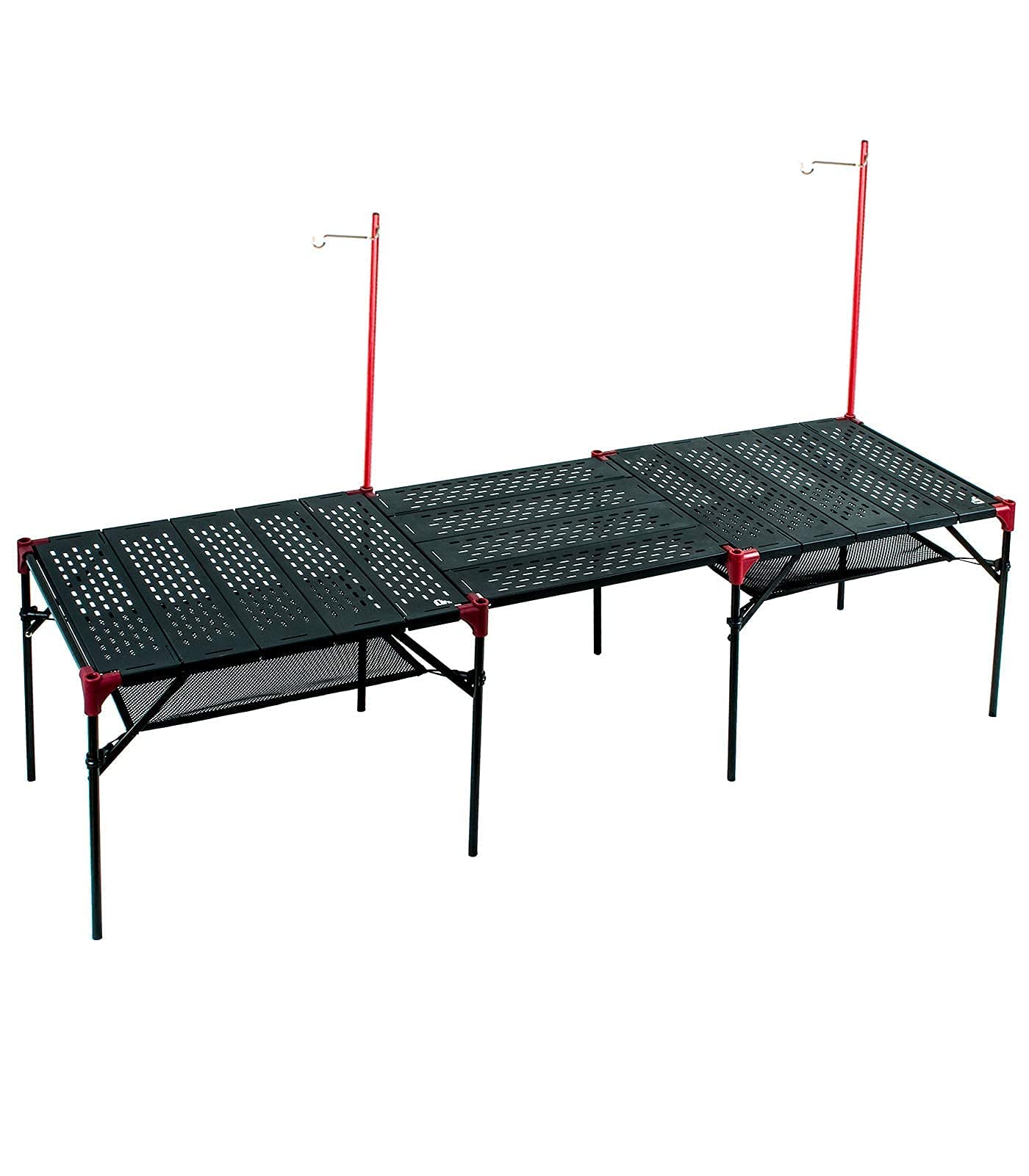 iClimb 2 Extendable Folding Table and 1 Pack Connecting Plates and 2 Lantern Hanger Bundle, Ultralight Compact for Many Person Camping Backpacking Beach Concert BBQ Party