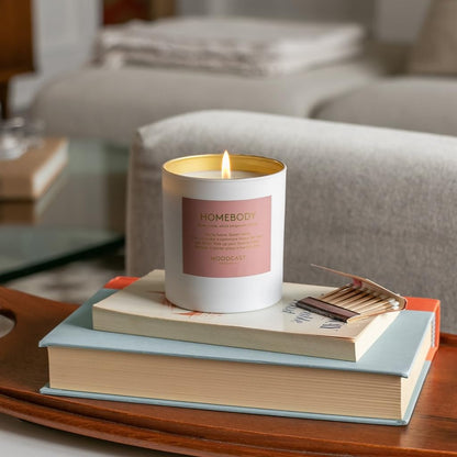 Moodcast Homebody Scented Candle - Aesthetic Candle for Home, Vanilla, White Bergamot & Smoky Cade, Clean Coco Wax Blend, Vegan, Paraben Free, 45-Hour Long Lasting Burn - 8oz