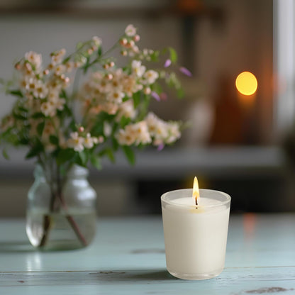 24 Pack White Unscented Clear Glass Filled Votive Candles. Hand Poured Wax Candle Ideal Gifts for Spa Weddings Birthdays Holidays Party.