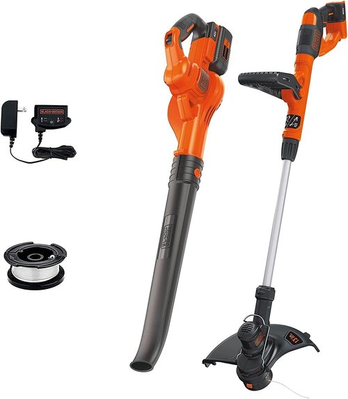 BLACK+DECKER 40V Max Cordless Sweeper & String Trimmer - Battery & Charger Included | Efficient Lawn Care
