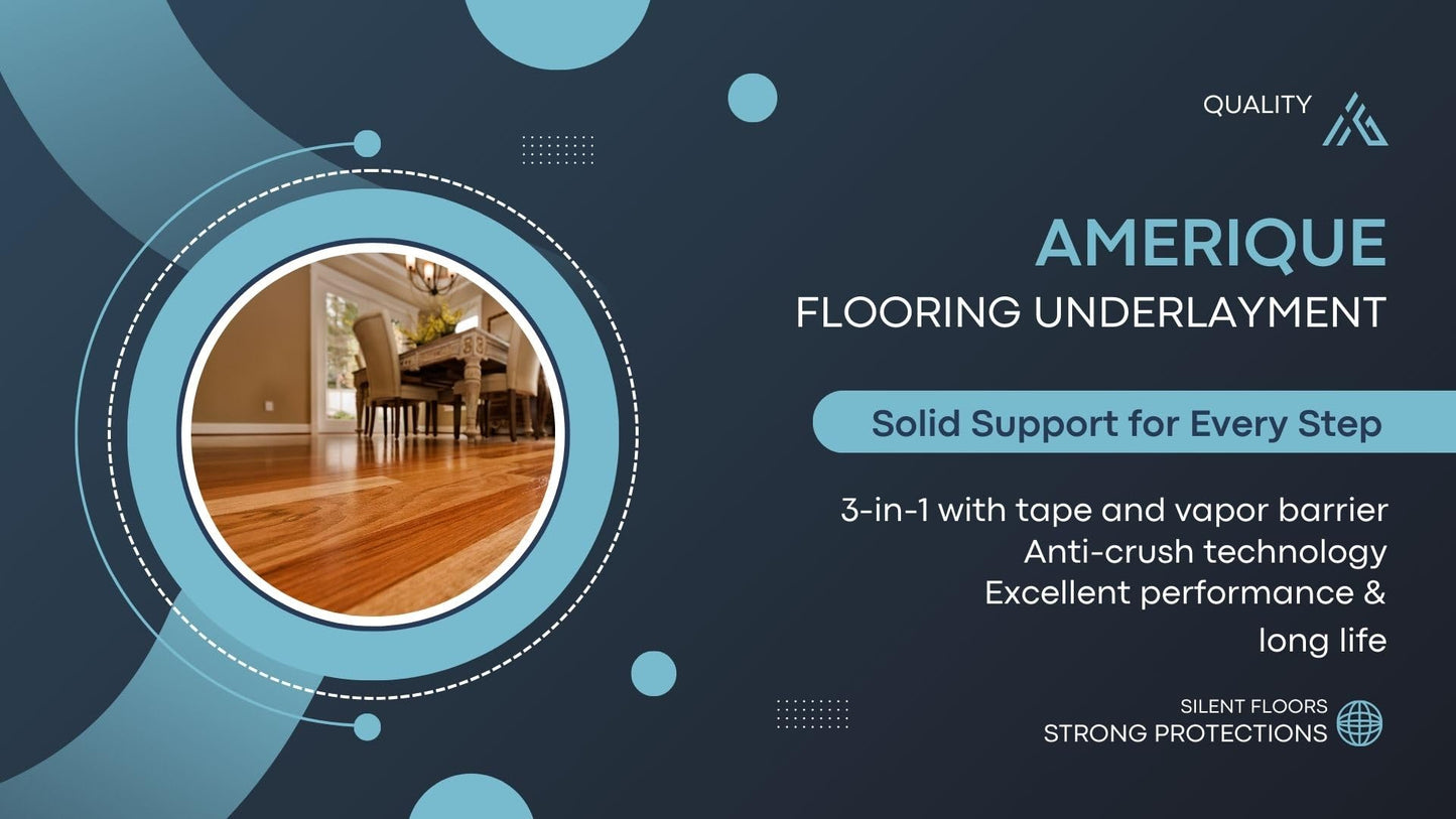 AMERIQUE 800SQFT Blue 2MM Thick Flooring Underlayment Padding 3-in-1 Heavy Duty Foam with Tape & Vapor Barrier