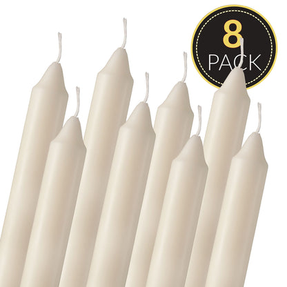 Tribello 6" Ivory Candlesticks - Pack of 8 Short Taper Candles - 5 Hour Long Burning Cream Candlesticks for Christmas, Holiday, Table Candles for Wedding, and Home Decoration