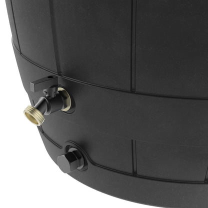 Garden Central 39-Gallon Knock Down Rain Barrel with Brass Spigot, Black – Plastic Outdoor Water Collection Container with Planter Top – Irrigation Supply for Gardening, Lawn & Landscaping