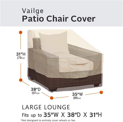 Vailge Patio Chair Covers - Heavy Duty Waterproof Lounge Deep Seat Covers | 2 Pack, Large, Beige & Brown