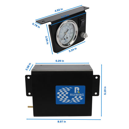 Air Bag Compressor Kit, On Board Air Compressor System with Air Ride Compressor, Pressure Gauge, Hardware and Air Line, for Truck Air Suspension Control