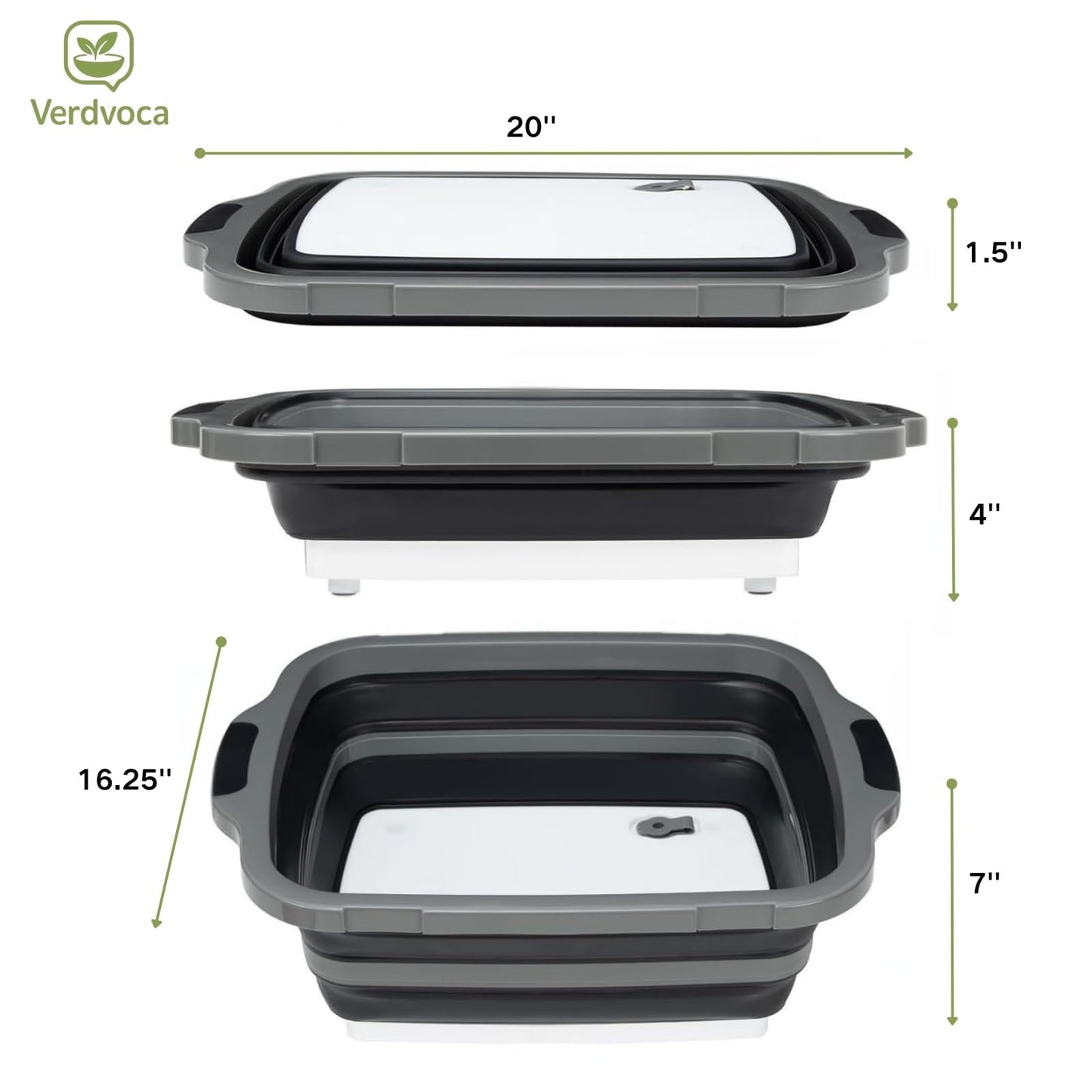 Verdvoca 1 Pcs 30L & 2 Pcs 16L Collapsible BBQ Prep Tubs with Lids for Fruit Prep & Washing, Meal Marinating and Food Storage