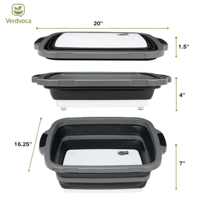 Verdvoca 1 Pcs 30L & 2 Pcs 16L Collapsible BBQ Prep Tubs with Lids for Fruit Prep & Washing, Meal Marinating and Food Storage