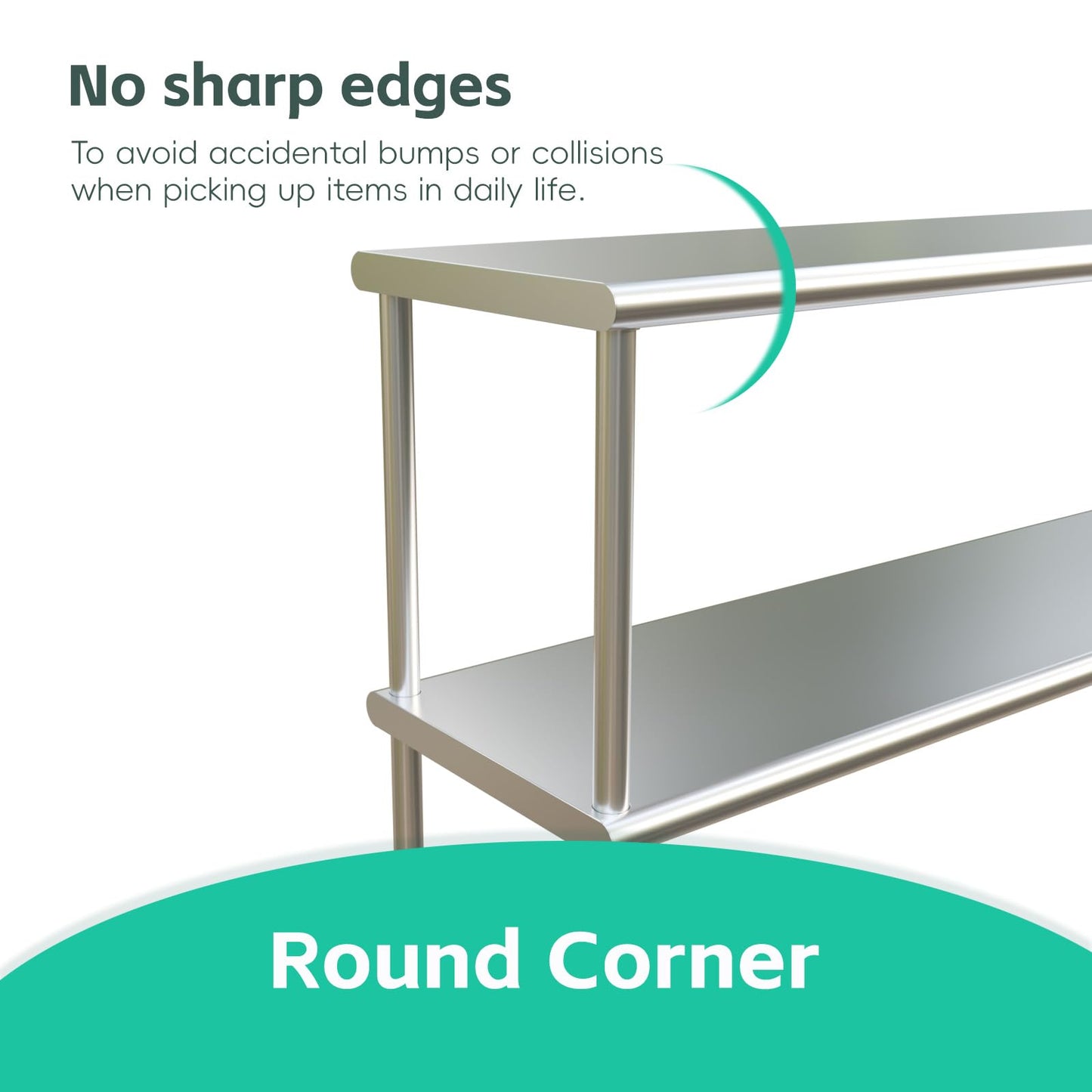 STABLEINK NSF Stainless Steel Double Overshelf for Prep & Work Table 12x36 Inches, 2 Tier Rack Shelves for Commercial Restaurant, Home Kitchen, Laundry and Garage