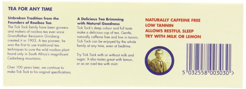 Tick Tock Organic Rooibos Tea Bags 80 Per Pack