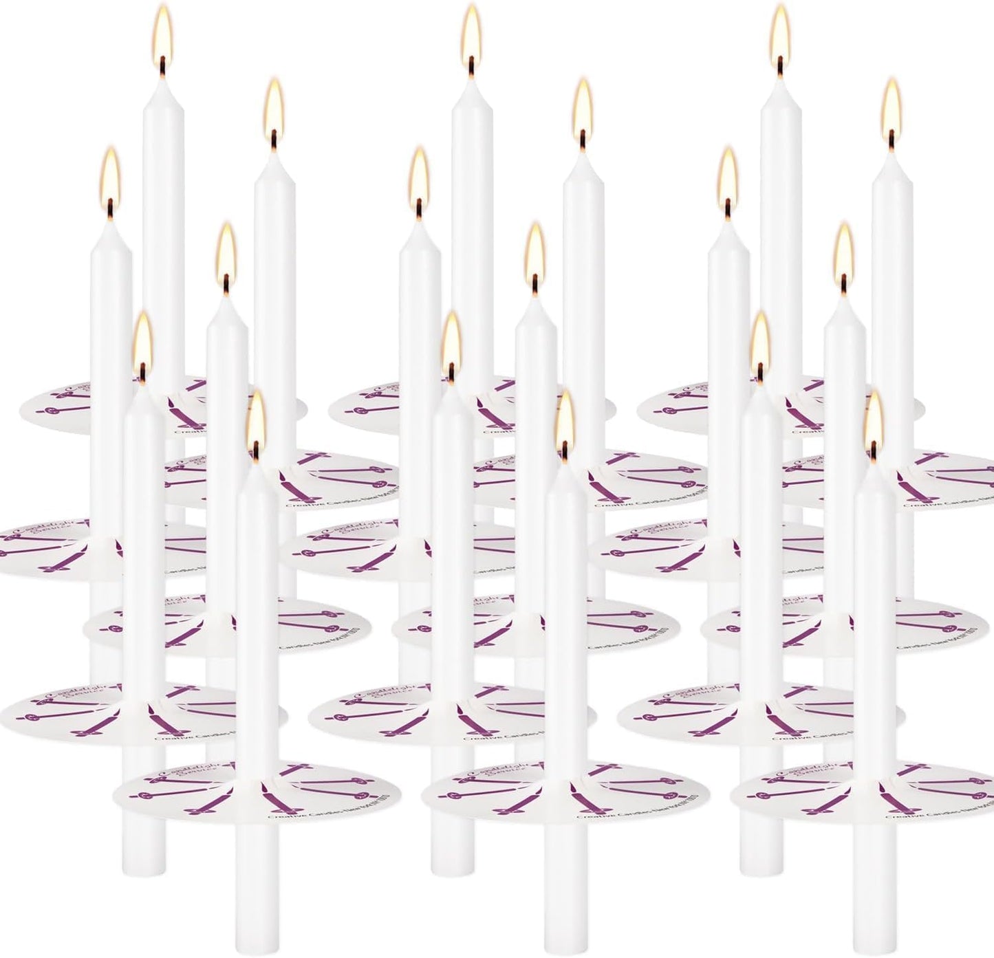 AYIQIW 100 pcs Church Candles with Drip Protectors for Devotional Candlelight Vigil Service, Unscented White 5" H X 1/2" D, No Smoke, Shabbat, Praye