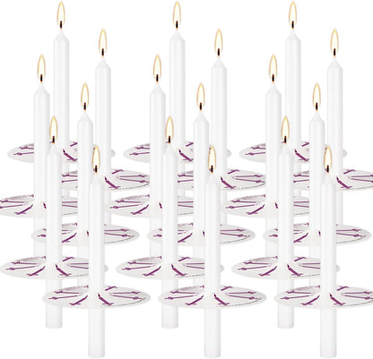 AYIQIW 100 pcs Church Candles with Drip Protectors for Devotional Candlelight Vigil Service, Unscented White 5" H X 1/2" D, No Smoke, Shabbat, Praye