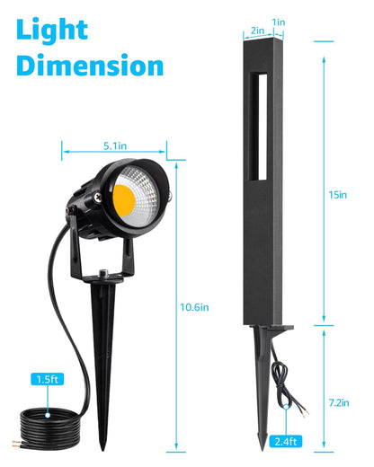 SUNVIE 12-Pack Low Voltage Pathway Lights Wired with Spotlights LED Outdoor Landscape Lighting Kit for Path, Garden, Yard, Patio, Cast-Aluminum, IP65 Waterproof, 12-24V AC/DC, 3000K Warm White, Black