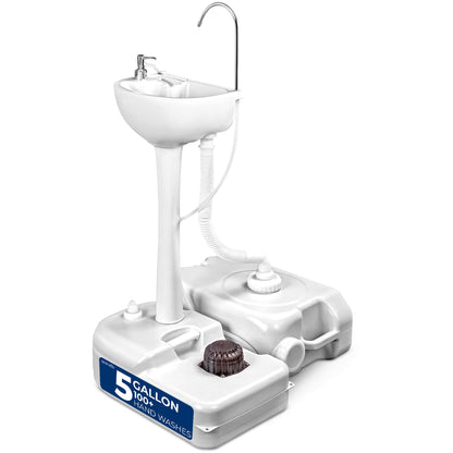 SereneLife Portable Camping Sink – Hand Washing Station with Foot Pump, 17L Fresh Water Tank, 24L Waste Tank, Soap Dispenser, Rolling Wheels & Quick Assembly for RV, Outdoor Events & Job Sites