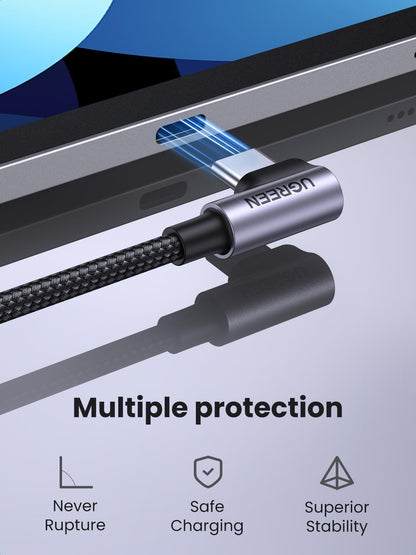 UGREEN Right Angle USB C Cable 6.6FT 2-Pack, 60W USB C to USB C Cable 90 Degree Type C Cable for iPhone 17/16, MacBook Pro/Air, iPad Pro 2022/Air 5/Mini 6, Galaxy S25/S24/S22, Pixel 8/7, Switch