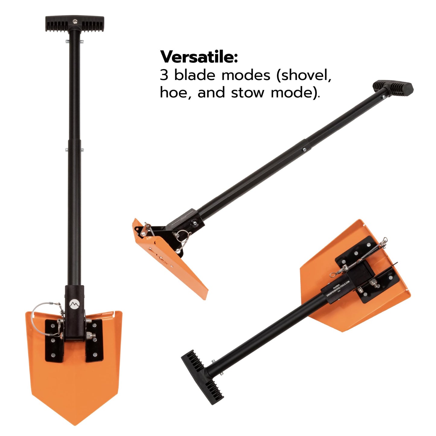 DMOS Delta Shovel - Collapsible Heavy-Duty Steel Folding Shovel for Camping, Overlanding, Survival, Military, Hunting, & Off-Road Use - Signal Orange - Compact
