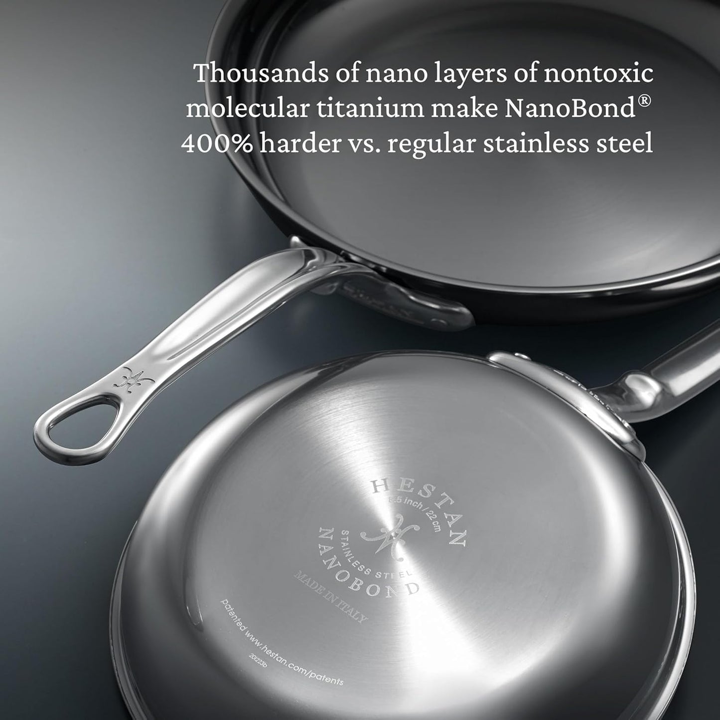 Hestan NanoBond Molecular Titanium Frying Pan, 8.5-Inch - PFAS-Free Stainless Steel Skillet, 4x Stronger, 1050°F Safe, Induction Compatible, Handcrafted Italy