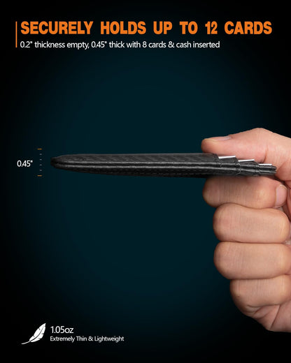RUNBOX Slim Minimalist Front Pocket RFID Blocking Leather Wallets for Men and Women Gift Box