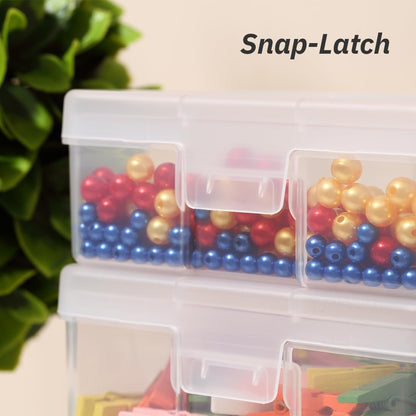 Storage Containers 12-Pack by [Brand Name] - Clear Stackable Plastic Boxes with Latching Lid | 5” x 5” x 1.9”