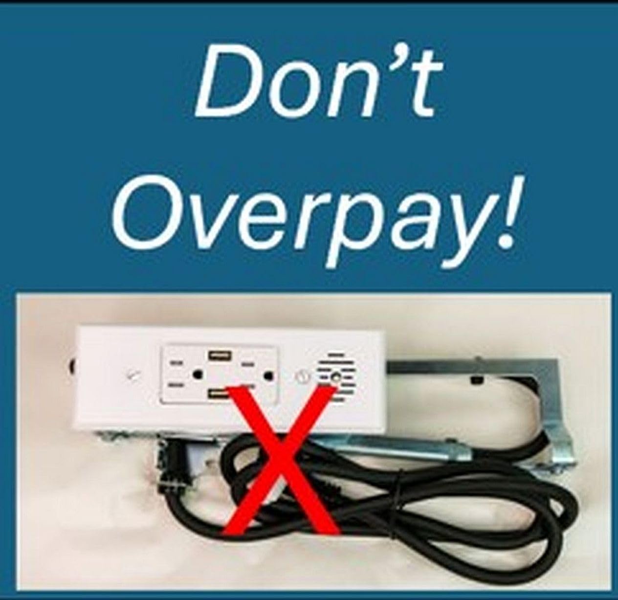 Compact in-Drawer Outlet with Cord Management Arm (2) USB-A Ports (2) 15 Amp Plugs fits Narrow and Shallow Drawers