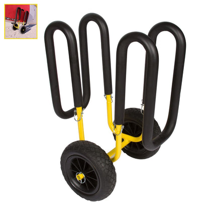 Suspenz Stand Up Paddle Board & Surfboard Transport Cart with Airless Wheels, Single-Up SUP Carrier Trolley, Yellow (22-9911)
