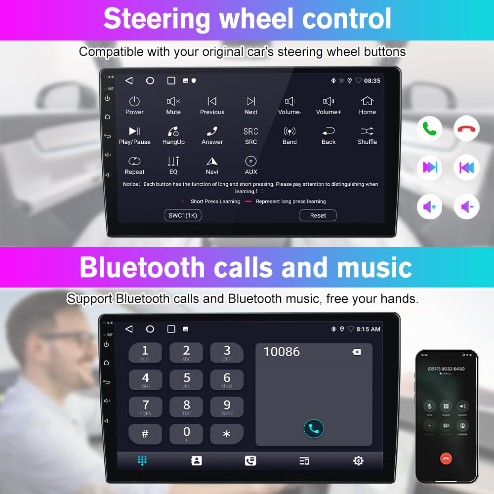 Solvitek Car Radio Stereo for Jeep Compass Patriot 2010 2011 2012 2013 2014 2015 2016, Android 15, [4Core+64GB] 10.1 inch Touch Screen Upgrade, CarPlay/Android Auto/SWC/Bluetooth/WiFi/Backup Camera