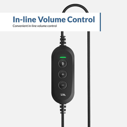 Cyber Acoustics Stereo USB Headset (AC-5008A), in-line Controls for Volume & Mic Mute, Adjustable Mic Boom for PC & Mac, Perfect for Classroom or Home
