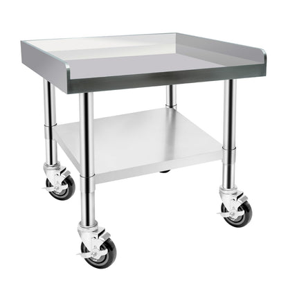 Hutioai Stainless Steel Worktable with Under Shelf & 360° Lockable Casters - Practical for Commercial Kitchens & Workshops (24 * 24 * 26in)