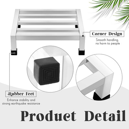 MorningRo 8 Pack Dunnage Rack 13.8" Long x 13.8" Wide, 3.9" Height Stainless Steel Shelf 2500+ Pound Capacity Commercial Food Floor Rack for Restaurants Kitchens Garages and Vehicles