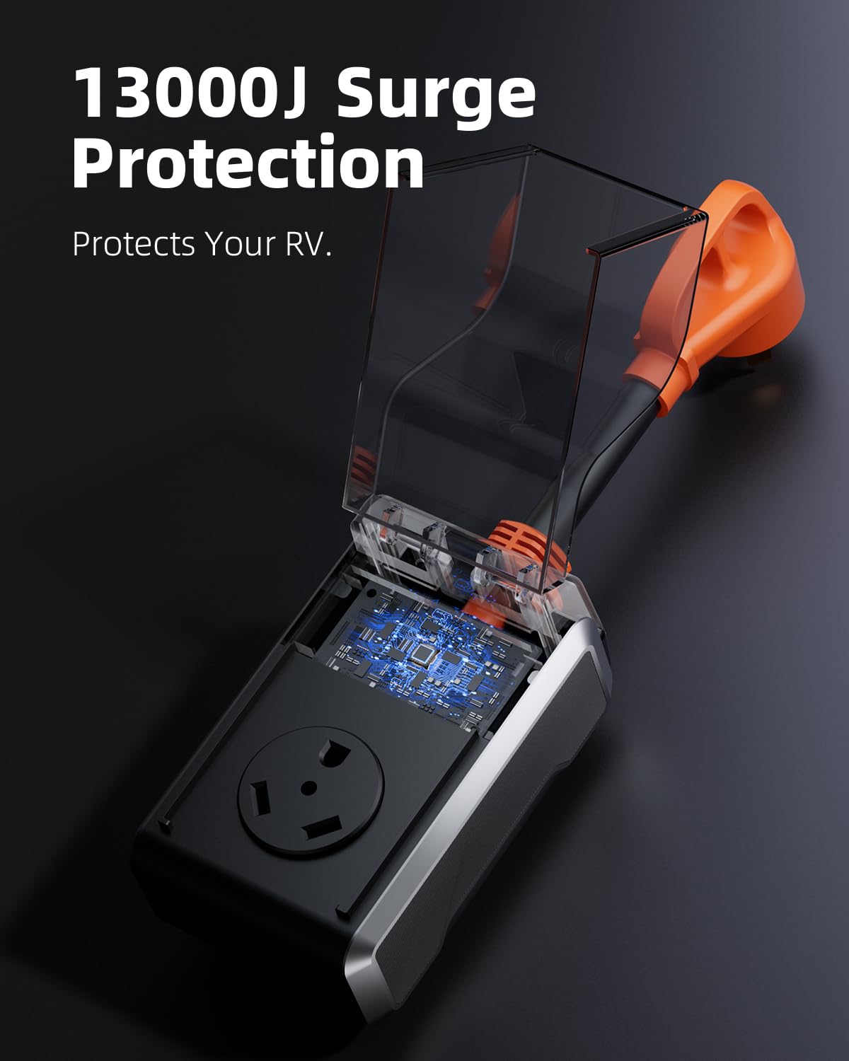 CRTBETLIF RV Surge Protector 30 amp, 2026 Upgraded 13000J Surge Protection RV Circuit Analyzer 30 amp RV Surge Protector with Waterproof Cover, RV Adapter Plug for Camper, Travel Trailers - TT-30P