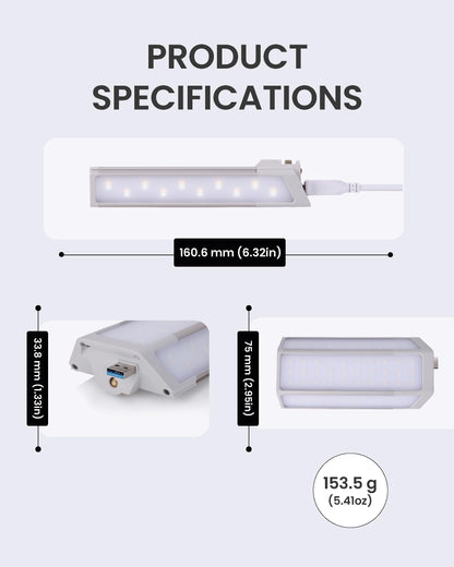 Claymore 3Face Pro Wing (Light Gray) - Rechargeable Surface Area Lamp Bar for Camping, Tents, Canopies, Outdoor Events, Street Vendors, Work Lighting, Long-Lasting Battery. Adjustable Light Modes.