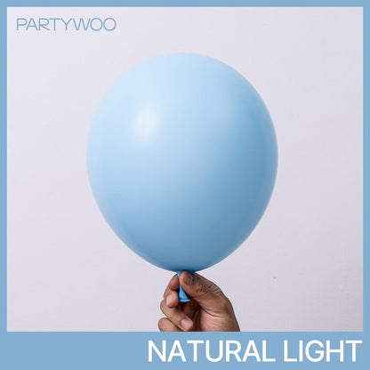 PartyWoo Light Blue Balloons 100pcs Different Sizes of 18 12 10 5 Inch Baby Pastel Sky Aqua Blue Balloon Arch Kit Garland for Birthday Gender Reveal Baby Shower Graduation Party Decorations Blue-Y4