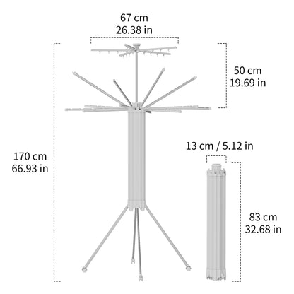 RFOUO Clothes Drying Rack Aluminum-4 Legs 16rods Double Layer, Portable Foldable Drying Rack,Space Saving Laundry Drying Rack,Drying Rack Clothing for Laundry Bedroom Household