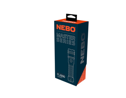NEBO Master Series Rechargeable LED Flashlight, 1500 Lumen, Aluminum, Waterproof, One Size, Storm Gray, Model NEB-FLT-1017