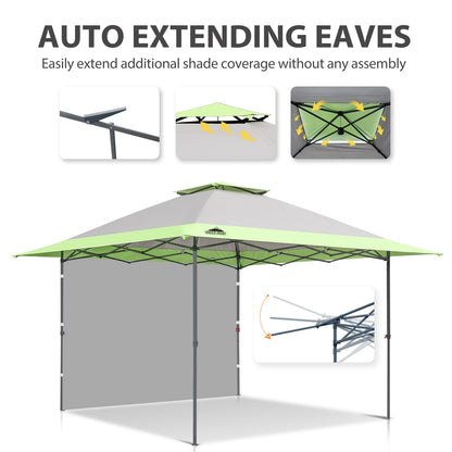 EAGLE PEAK 13x13 Pop up Canopy Tent w/One Wall, Instant Canopy Easy Set up Folding Shelter w/One Privacy Curtain, 169 Square Feet Sun Shade, Gray