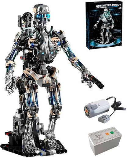 Mechanical Skeleton Robot Building Block Toy 692+Pieces Twistable Body and Poseable Design can be Driven by Hand or Motor Creative STEM Toy for Kids and Adults