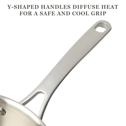 Martha Stewart Castelle 10 Piece 18/8 Durable Stainless Steel Induction Safe Non-Toxic Triply Bottom Kitchen Pots and Pans Cookware Set - Dishwasher Safe