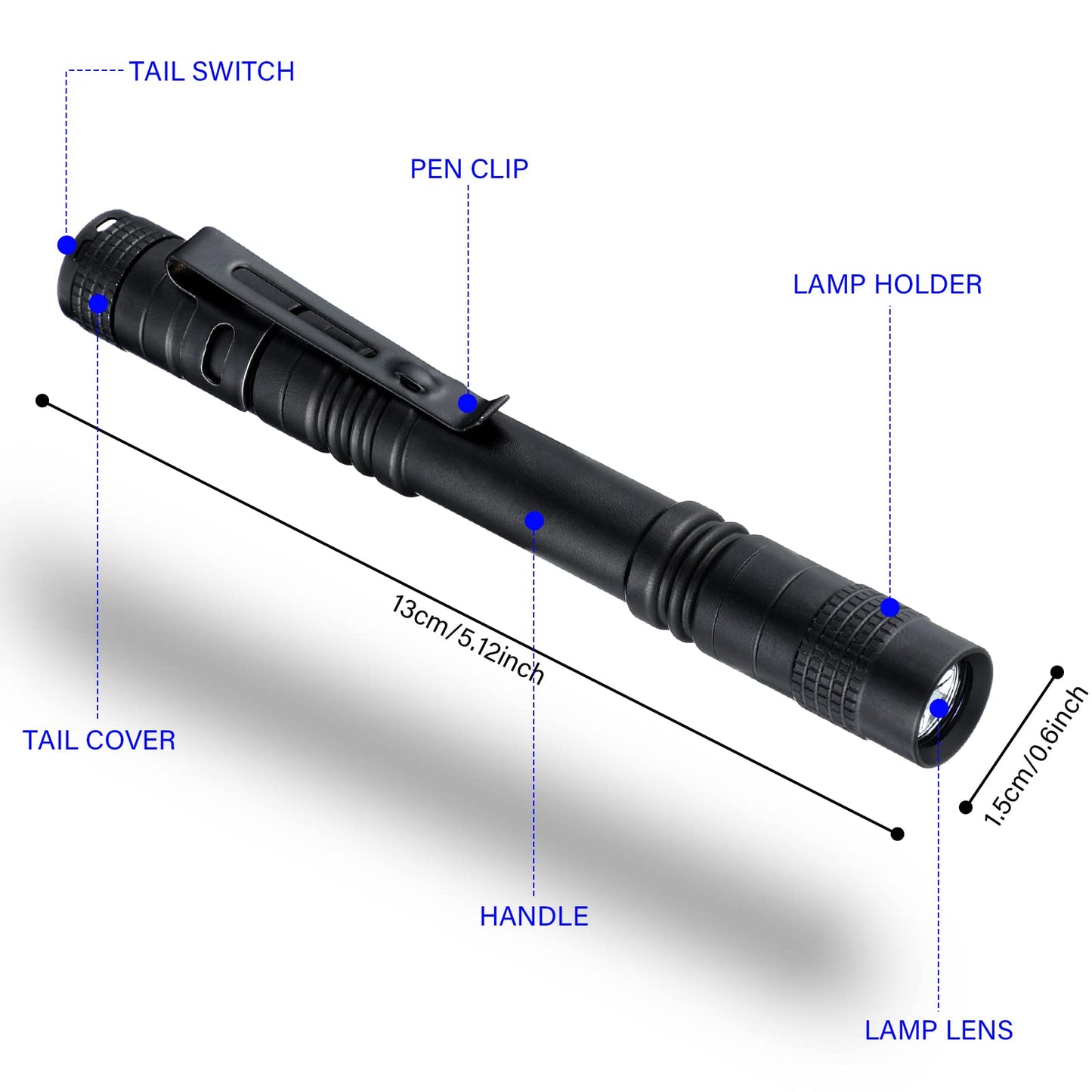 Zhengmy 50pack LED Flashlight Bulk Father's Day Gift for Men, 5 Inch Small Pocket Flashlight with Clip Aaa Battery Powered Compact Mini Edc Pen Light Handheld Tiny Portable for Tight Spaces, Emergency
