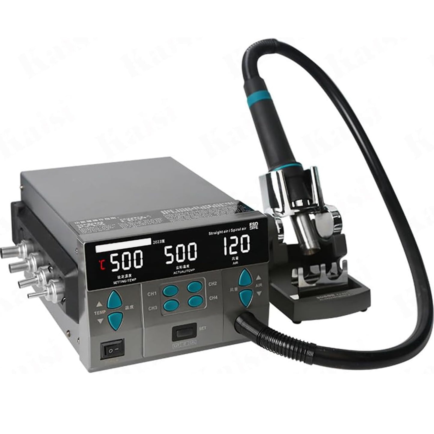 KINGTAIXIN 8610DX Pro Hot Air Rework Station,110v Digital Display Hot Air Gun Soldering Station with 4 Air Nozzles,4Channel Memory Function,Adjustable Temperature Desoldering Gun BGA Rework Station