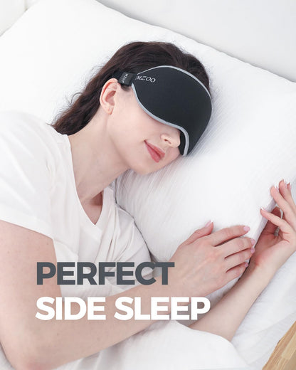 MZOO Luxury Sleep Eye Mask for Side Sleeper Men Women, Zero Eye Pressure 3D Sleeping Mask, Light Blocking Patented Design Night Blindfold, Soft Eye Shade Cover for Travel, Black