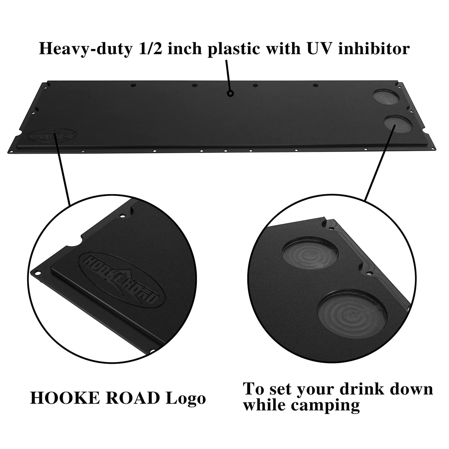 Hooke Road Tacoma Flat Tailgate Cover Panel Table Plate Pad for 2005-2023 Toyota Tacoma 2nd 3rd Gen, Tail Gate Camping Cutting Board - Black