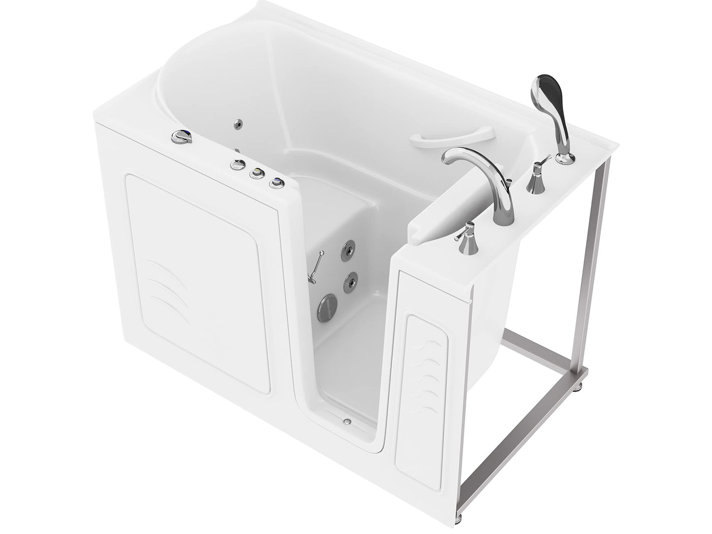 ANZZI Walk-In Tub, 30 x 53 in, Right Drain, Air & Whirlpool Jets, 110V