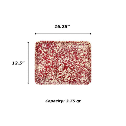 Enamelware Jelly Roll Pan, 16 x 12.25 inches, Burgundy/Cream Splatter
