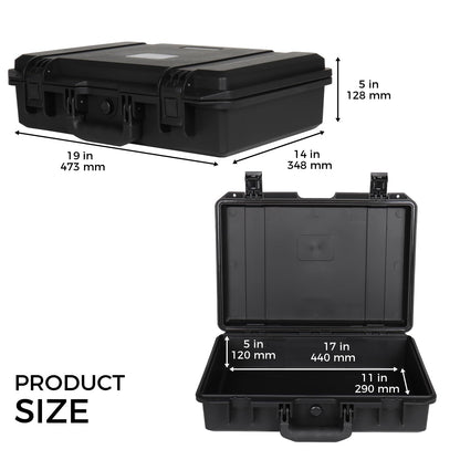 EPDEDICATED IP67 Waterproof Shockproof Hard Case, Orange Rugged Hard Shell with Custom Foam Insert, Lockable Heavy-Duty Equipment Case for Camera Drone Tools Camping Gear, 18.0×13.39×5.12 In (Black)